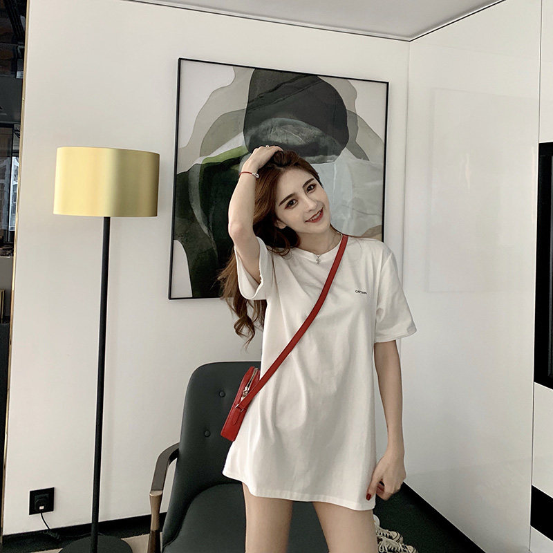 White T-shirt female short sleeves ins overfire surges half sleeves Summer new large size Sizes Loose Lower Coat Missing Foreign Pie blouse