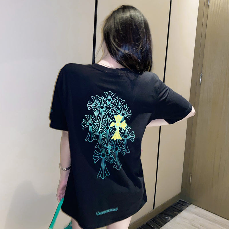 European goods white short sleeve t shirts in super-fire tide network red summer new mid-long loose large-size tops half sleeve