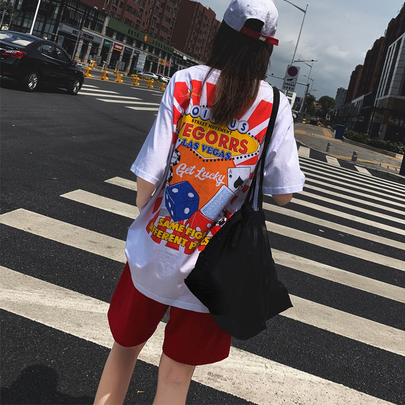Sports casual shorts set women 2021 new spring and summer students loose Tide brand hip hop T-shirt foreign style two sets