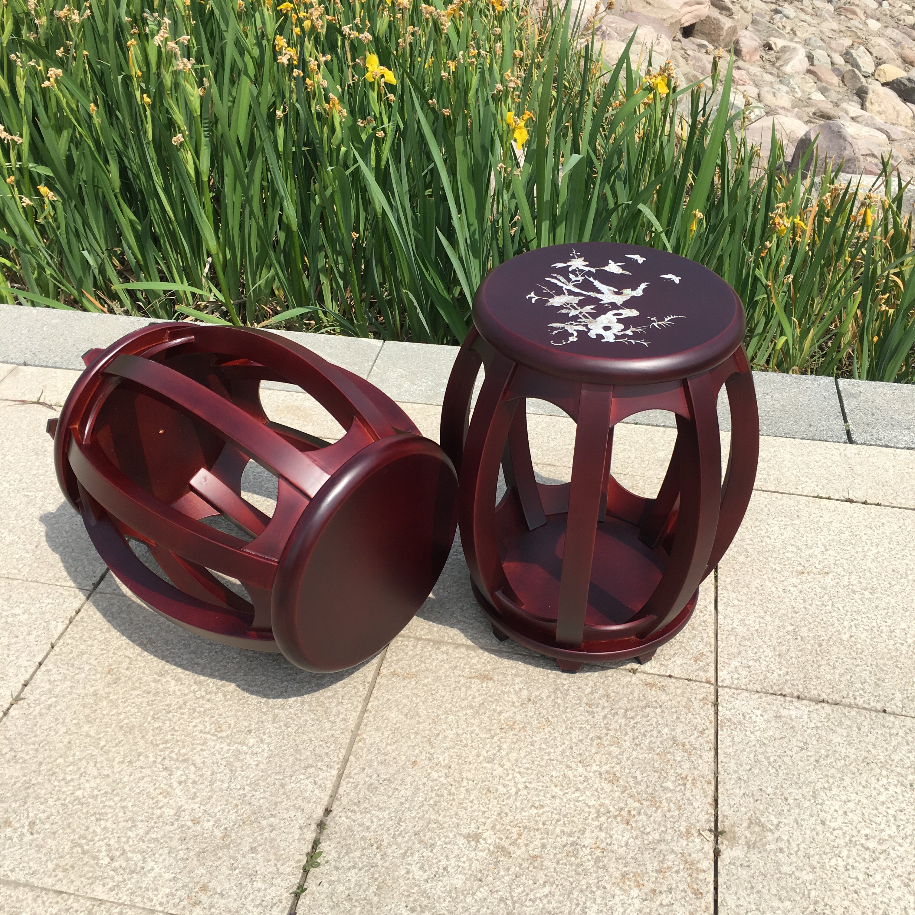 Guzheng special stool solid wood guzheng stool mahogany children adult princess zheng stool round stool clearance piano stool chair