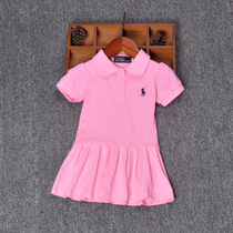 Girls dress summer children's cotton new baby short sleeve polo skirt lapel little girl princess dress foreign style