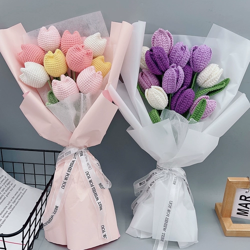 Плетеный трехмерный набор материалов ручной работы, реалистичный крючок для вязания для друга, букет, «сделай сам», подарок для девушки