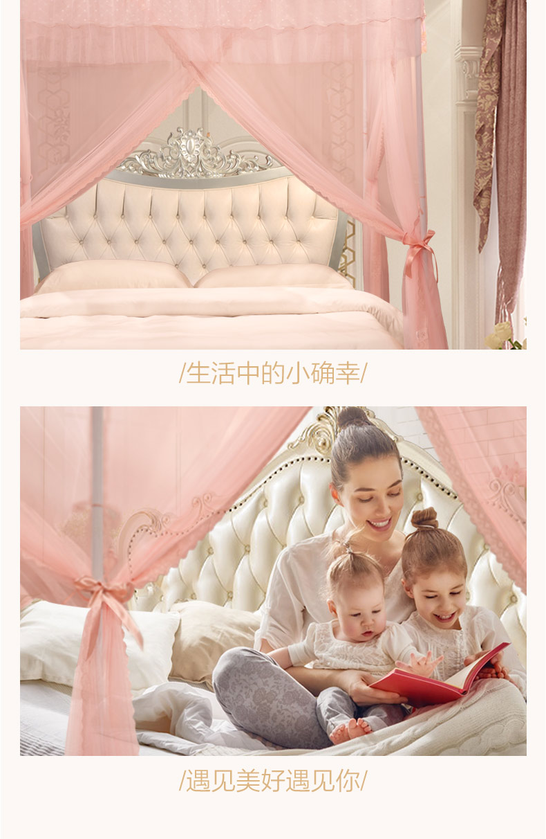 Fu Anna Palace lưới chống muỗi mùa thu 1,5 m 1,8m giường đôi ba cửa mã hóa công chúa gió gạc - Lưới chống muỗi màn chụp ngủ người lớn