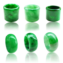 Myanmar natural Jade A goods ice species floating flowers spicy green sun green wide edge bucket type finger ring ring ring men and women