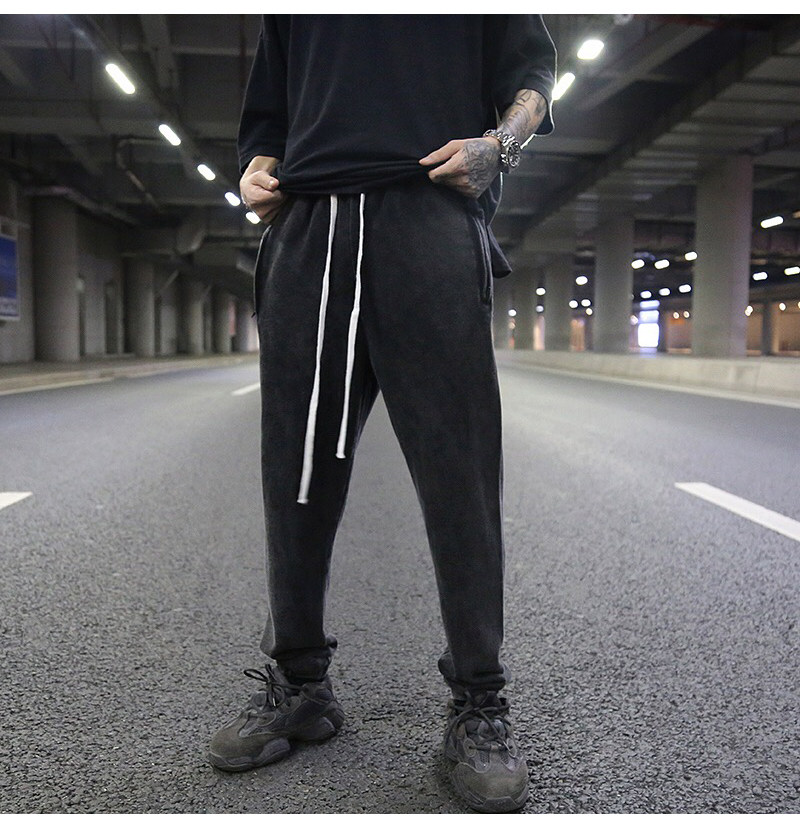 Vintage Black Ash Drop-Crotch Joggers