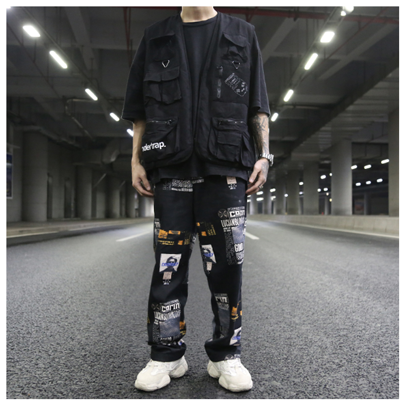 INS với chức năng đường phố cao gió áo nhiều túi chiến thuật Hip hop xu hướng ba chiều công cụ may vest - Dệt kim Vest vest đen nam