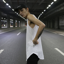 KANYE European and American High Street wind arc hem split extended loose solid color bottoming sweat vest Justin Bieber