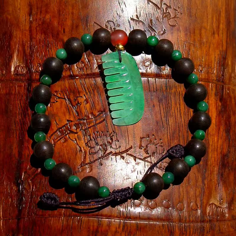 Cari Rui 309 Natural A cargo Myanmar Old pit Zhengyang green emerald comb Sunken Fragrant Pearl Hand-made Engraving with a belt certificate