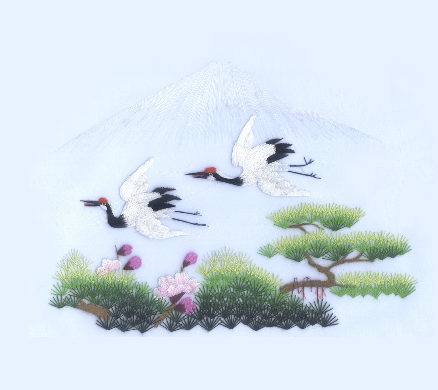 ] Suzhou embroidery diy beginner kit 0 basic stitch scanning pine tree white crane picture hand embroidery painting