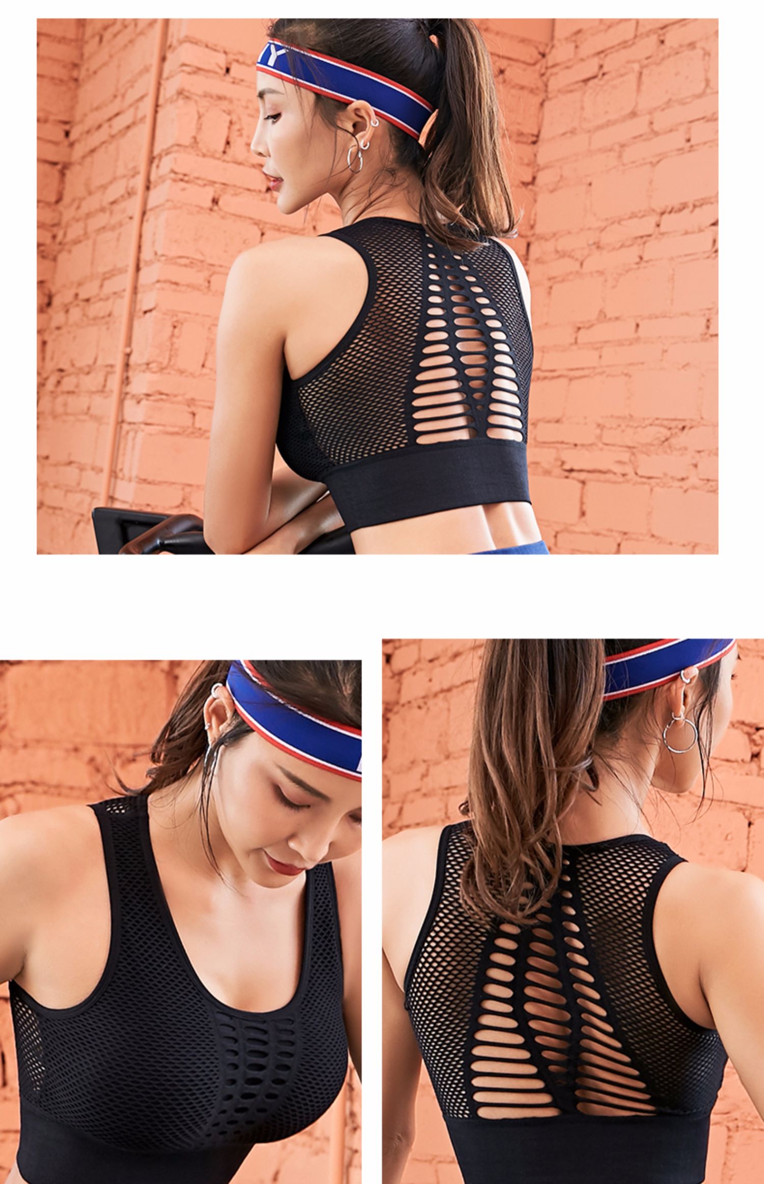 Đồ lót thể thao của phụ nữ yoga kiểu vest đẹp trở lại rỗng tập thể dục chạy chống sốc áo ngực thể thao gợi cảm - Đồ lót thể thao áo tập thể dục