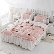 Korean version Princess all-cotton bed dress thickened with four sets of covered quilt cover pure cotton bed cover 1 51 8 beds Dreambed linen