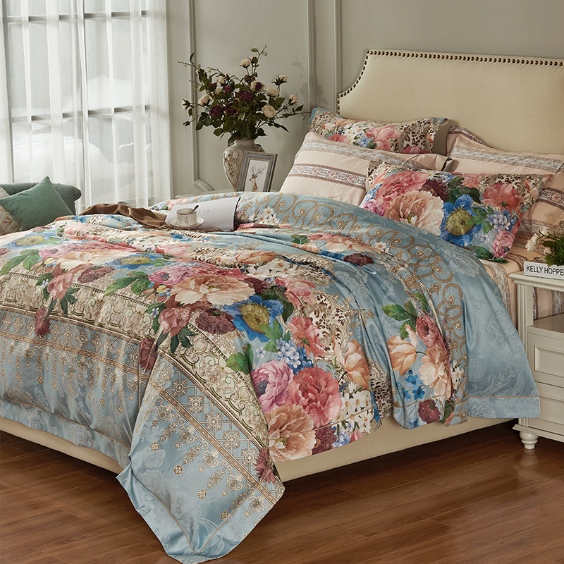 European-style four-piece brushed cotton thickened jacquard bedding high-end double autumn and winter quilt cover sheets