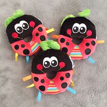 Cute ladybug baby hand grip rocking bell black and white red baby visual development toy cloth suede doll