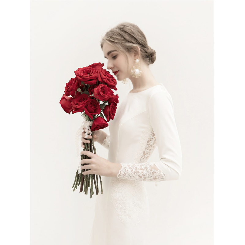 Satin Master Wedding Dress 2023 New Bride Fish Tail Friendly Wedding Dressing Dressing Long Sleeve 2022