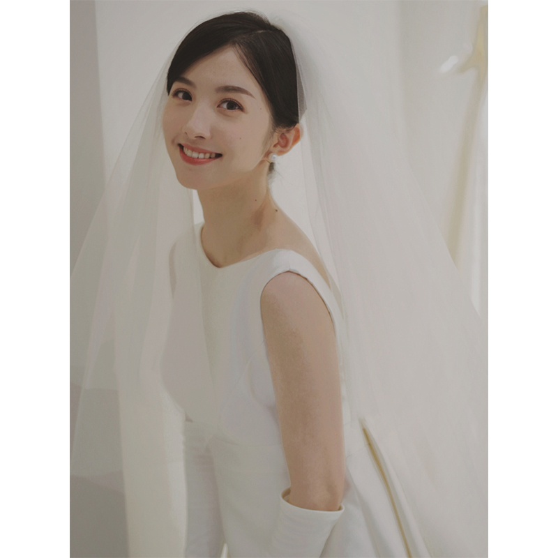 Dew French light wedding dress 2023 new master wedding yarn temperament bride senior satin - finished short long drag tail