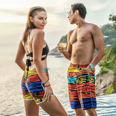 Langlang summer shorts men's casual five-point pants loose large size quick-dry couple holiday swimming pants beach pants