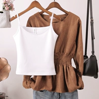 Màu sắc rắn rỏi cộng với phần nhung dày ngắn bên trong áo vest nhỏ nữ mùa thu và mùa đông ấm áp thon thả áo trắng đáy quần quần áo thời trang nữ