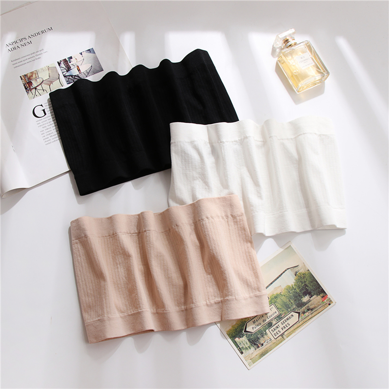 Summer anti-lost tube top vest strapless women's bottoming shirt with thin section showing chest and small outer wear short gathered