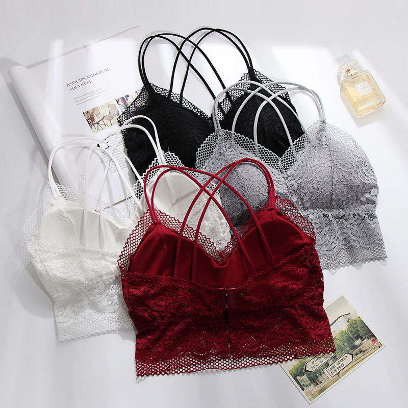 New style beautiful back sexy lace underwear women's bottoming vest bra tube top suspenders net red hot style gather wrapped chest style