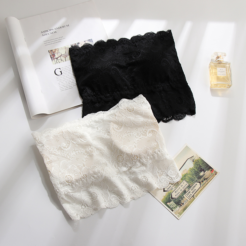 Lace anti-light tube top underwear women's thin section off-the-shoulder strapless strap-wrapped chest-style gathered vest bottoming outerwear bra