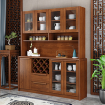 New Chinese Dining Side Cabinet Modern Minima Solid Wood Frame Wine Cabinet Living-room Storage Tea Water Cabinet Home Leaning Wall Kitchen Cupboard