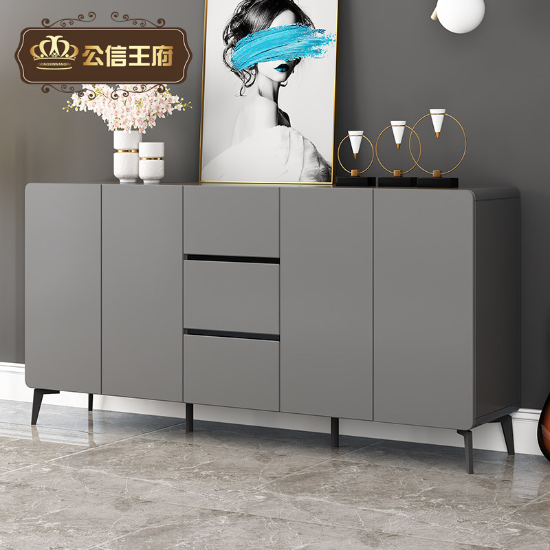 Light luxury dining cabinet modern minimalist multi-functional storage bowl overall cabinet living room wine cabinet integrated against the wall home tea cabinet