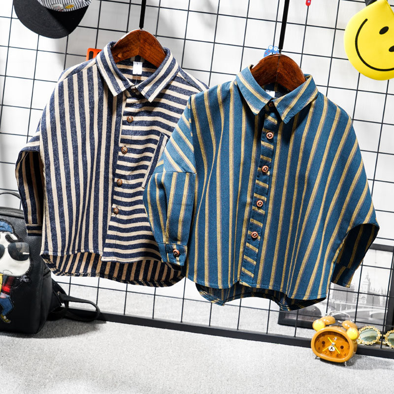 Boy Springtime Long Sleeve Shirt Baby Han Version Plaid Shirt 2022 New Children Foreign Pie Loose Blouse Autumn Clothing