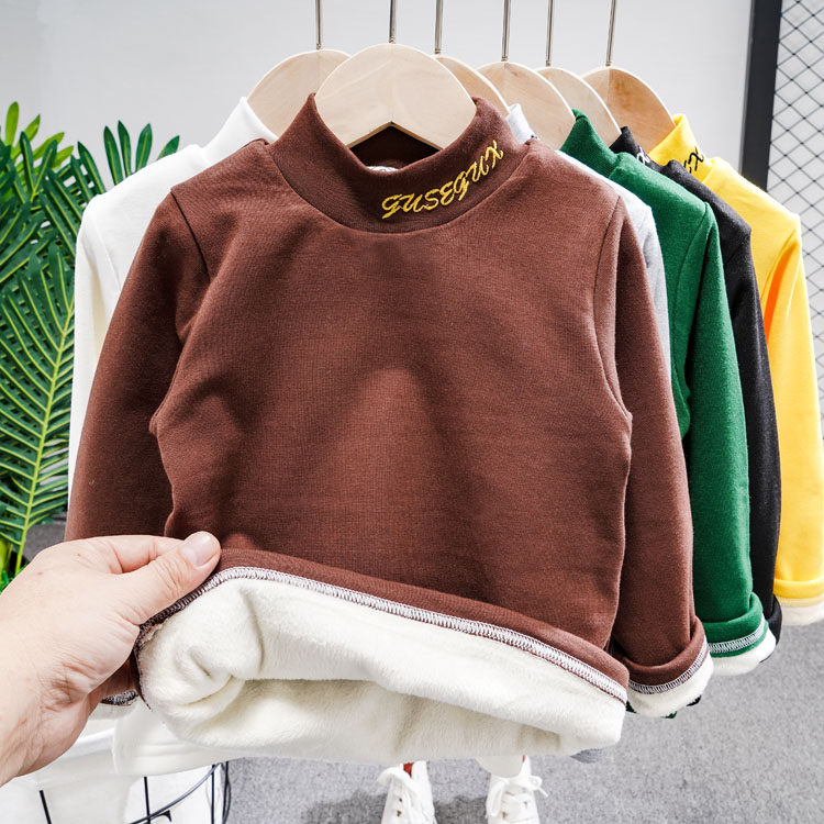 Children's high-necked bottoming shirt 2022 spring, autumn and winter clothes for children and boys bottoming underwear pure cotton girls' long-sleeved t-shirt