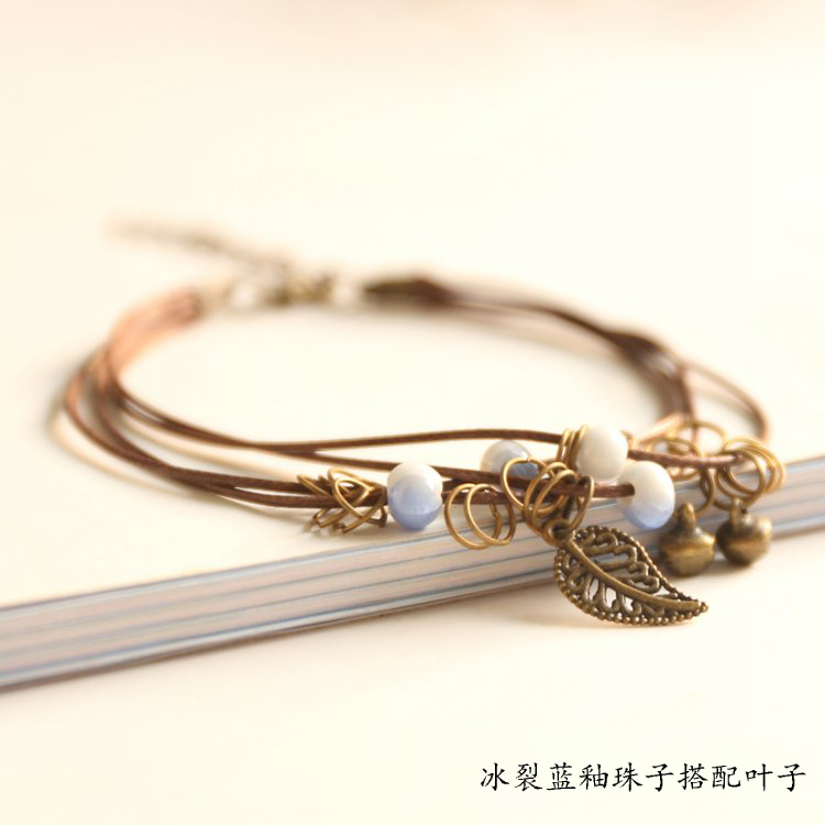 Đồ gốm nóng mới Chic Thời trang Vòng chân Retro Đồ trang trí nhỏ tươi Đồ trang sức bằng gốm lắc chân nữ 10k