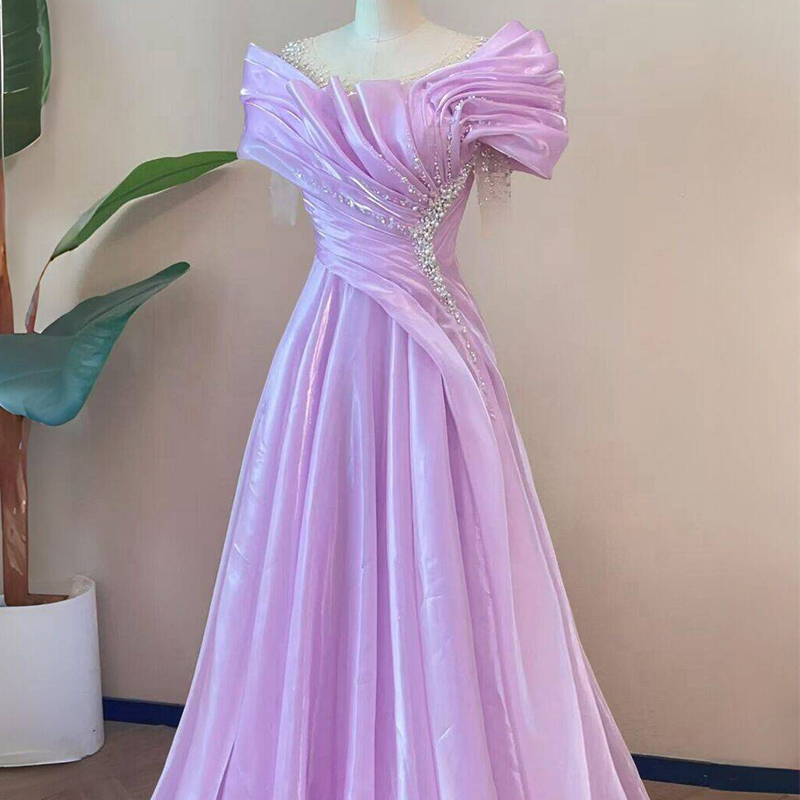 Purple Guzheng Performance Evening Dress with Embroidery, High-End Vocal Music, Ethnic Solo Music, Music Student Art Exam Host Performance Costume Purple Guzheng Performance Evening Dress with Embroidery, High-End Vocal Music, Ethnic Solo Music, Music Student Art Exam Host Performance Costume