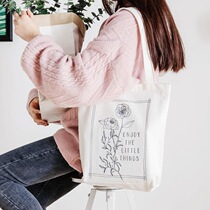 Simple Japanese and Korean retro fresh tutoring bag junior high school small storage bag ladies out shopping bag printed canvas shoulder