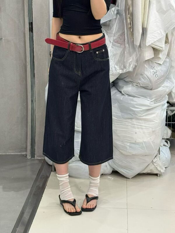 Original Color Denim Cropped Wide-Leg Pants for Women, Summer Thin High-Waisted Loose Straight-Leg Petite Cropped Jeans Original Color Denim Cropped Wide-Leg Pants for Women, Summer Thin High-Waisted Loose Straight-Leg Petite Cropped Jeans