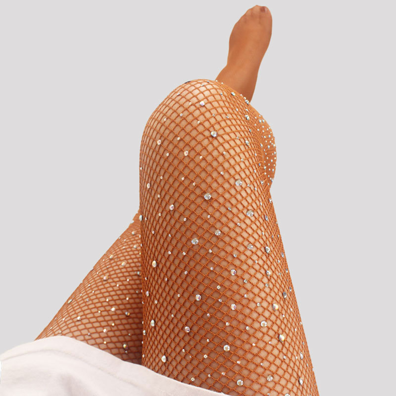 Free Shipping Rhinestone Hotfix Professional Hard Mesh Latin Dance Socks Fishnet Anti-Slip Anti-Snag Pantyhose Mesh Socks
