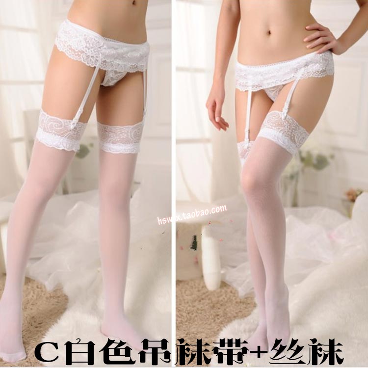 Nhật bản đầy đủ 55 nhân dân tệ vận chuyển ren trắng trên đầu gối garter vớ dây đeo bộ đùi ống dài lưới vớ phụ nữ