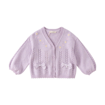 David Bella childrens clothing girls sweater cardigan 2024 new spring childrens sweater coat baby top