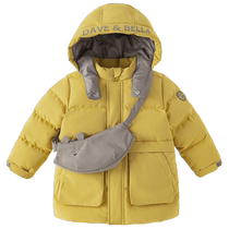 (抗菌绒)戴维贝拉儿童中长款羽绒服新款冬装男童三防滑雪服外套