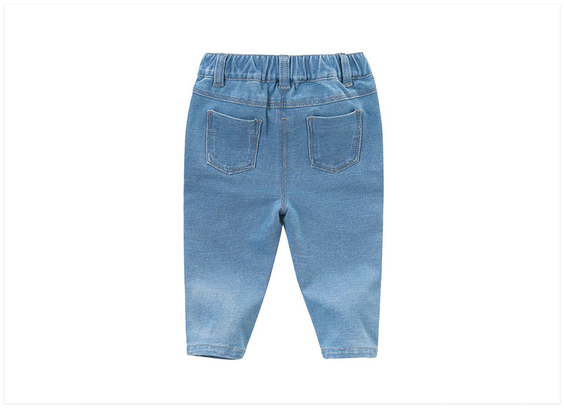 Davebella david bera mùa thu cô gái kéo dài đan quần jean bé phim hoạt hình quần DB4866 quần jean lưng thun cho bé