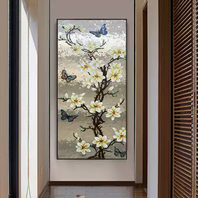 Mirror mosaic simple modern new Chinese Magnolia Butterfly background wall cut painting porch aisle corridor mosaic