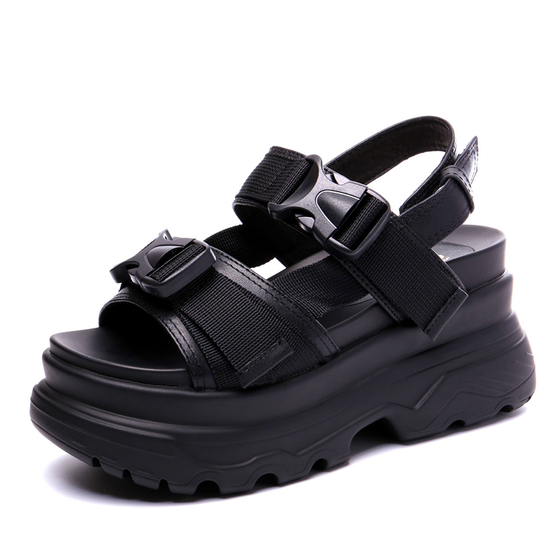 European and American 2026 New Platform Genuine Leather Sandals for Women with Buckle, Open-Toe Beach Shoes, High-Heeled Thick-Soled Woven Strap Dad Shoes European and American 2026 New Platform Genuine Leather Sandals for Women with Buckle, Open-Toe Beach Shoes, High-Heeled Thick-Soled Woven Strap Dad Shoes