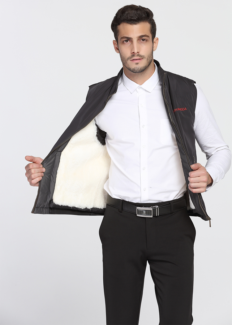Mùa đông trung niên len vest nam lông một áo ấm cộng với nhung dày cổ áo vest cotton vai bố ao khoac vest nam