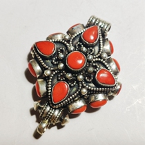 Tibetan National style collection of sterling silver inlaid gemstone box pendant this year silver ornaments spot