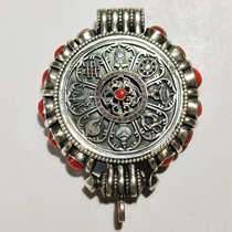 Auspicious Eight Treasures Sterling Silver Garu Box Pendant Pendant Tibetan National Style Silver Jewelry Can be opened and installed