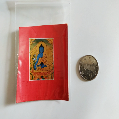 Рука -плюс золотой порошок тибетский маленький фармацевт Тхангка Будда Буддийский Микро Тан Зака ​​Будда Статуя картина Ядро традиционное этническое мастерство