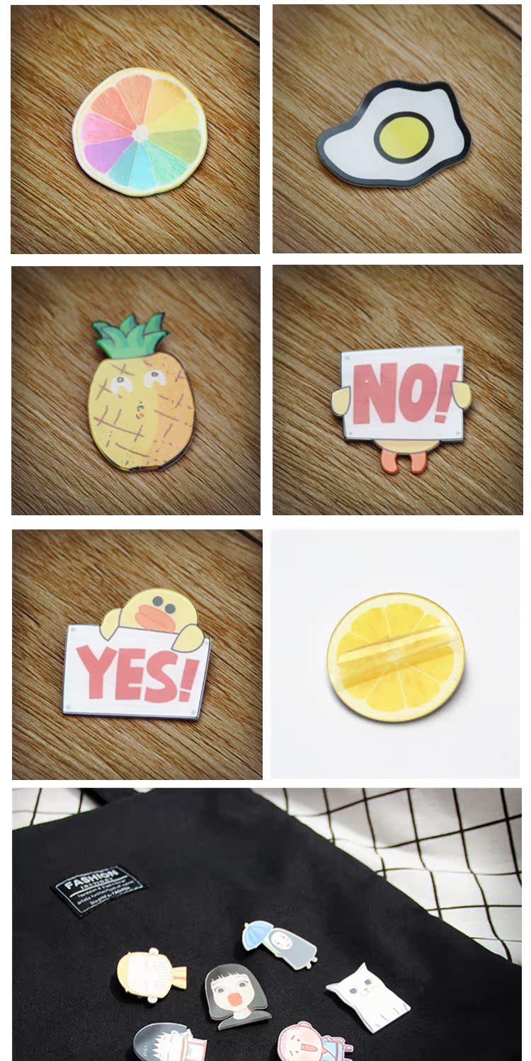 Nhật Bản Phong cách Harajuku Huy hiệu acrylic Hàn Quốc ulzzang Phim hoạt hình dễ thương Trâm Pin Phụ kiện túi mềm - Trâm cài hoa cài áo đẹp