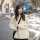 Art wild white retro Japanese half turtleneck twist sweater for women winter thickened loose lazy style pullover sweater