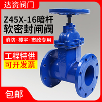 Z45X-16Q dark bar elastic seat seal soft sealing flange gate valve fire water valve DN50 65100