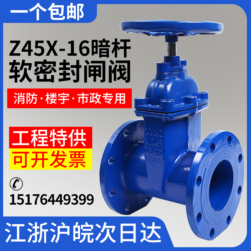 Z45X dark rod gate valve cast iron valve soft seal flange gate valve fire water valve switch DN50 100 150