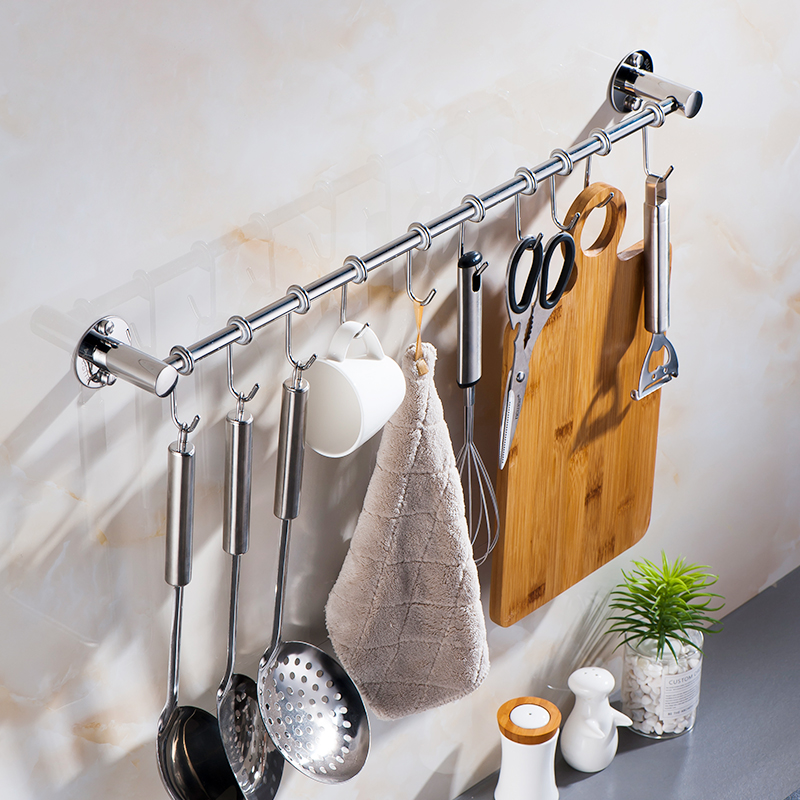 Kitchen knife rack shelve containing wall-mounted wall free of stiletto stainless steel hanging hook active hook hanging rod