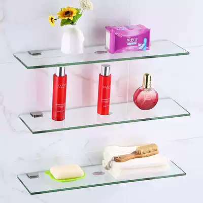 Shower room shelf shower room cosmetic room bathroom mirror front shelf glass 2-story bathroom rack