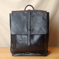 Retro first layer cowhide mens backpack large capacity 2022 niche design square leather mens backpack